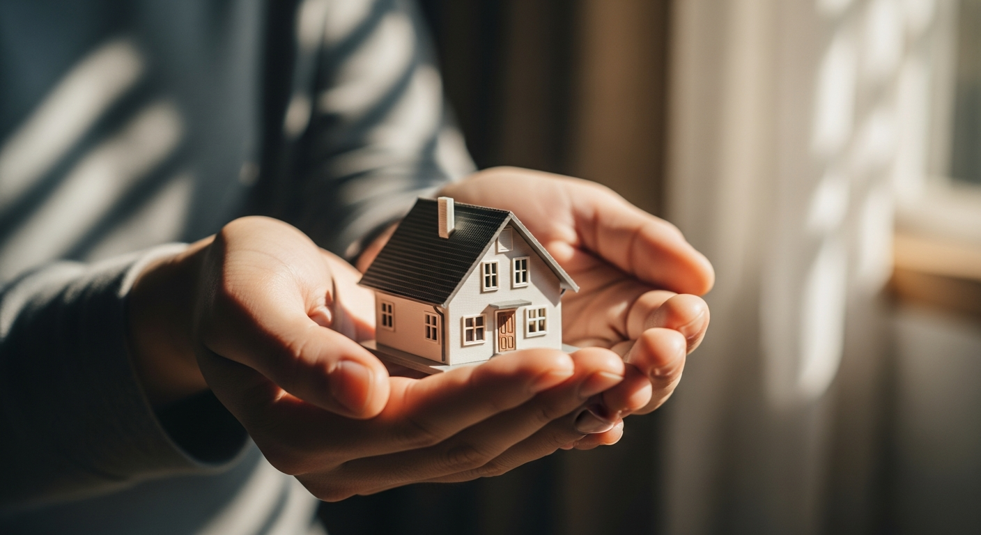 사람의 두 손이 작은 집 모형을 안전하게 감싸고 있는 모습은, 주거급여를 통해 국민의 소중한 보금자리를 보호하는 핵심 가치를 시각적으로 표현합니다.
